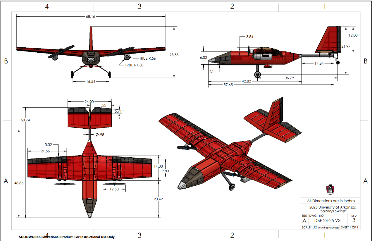 Soaring Swine 3-view and isometric drawing